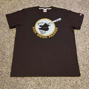 HOMAGE San Diego Padres Brown Hand-Drawn Swingin' Friar Logo Tri-Blend T-Shirt